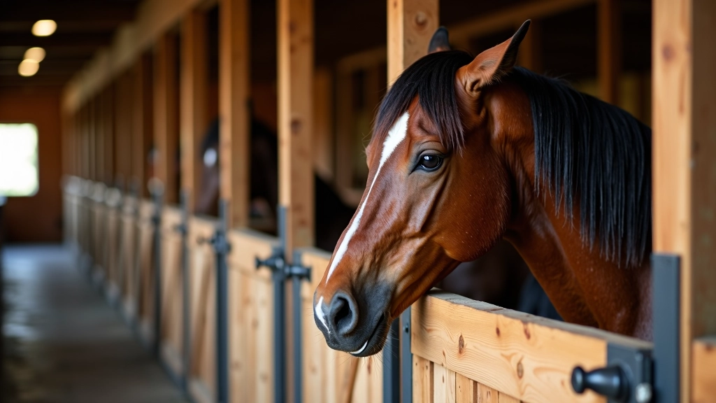 خيل يأكل من علف معد بعناية مع الحبوب المناسبة